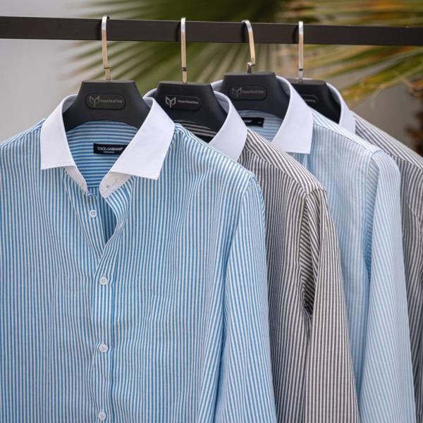 پیراهن راه راه یقه سفید - تصویر 2