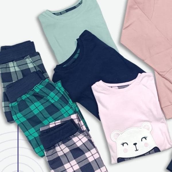 بلوز شلوار چهارخونه خرس کدB41631 - تصویر 2