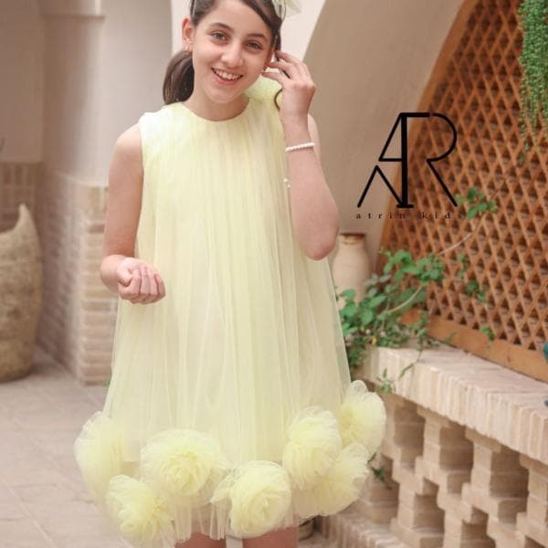 پیراهن مجلسی دخترانه مدل گل اندام - تصویر 3