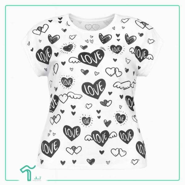تیشرت آستین سرخود Love ویسکوز کد 1028 - تصویر 1