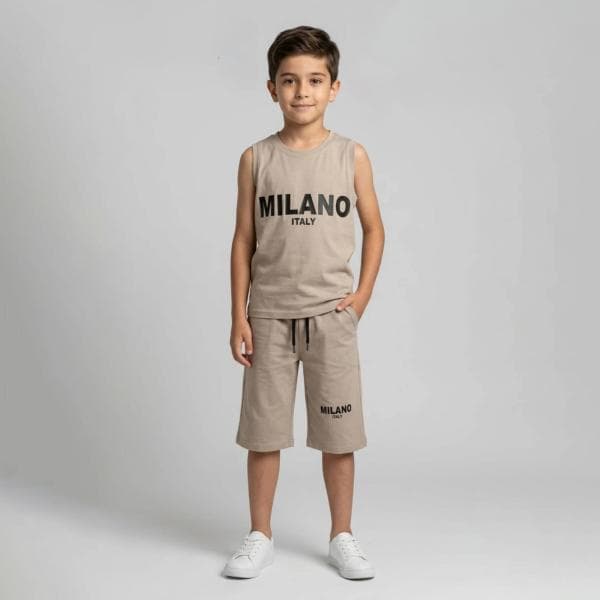 ست تاپ و شلوارک پسرانه طرح MILANO کد 202 - تصویر 3