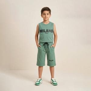 ست تاپ و شلوارک پسرانه طرح MILANO کد 202