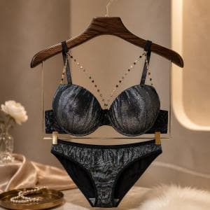 ست سوتین شورت اسفنجی زنجیری لمه