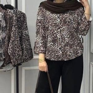 شومیز فول نگین پلنگی