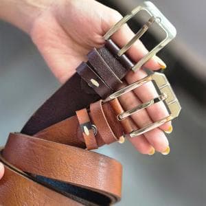 کمربند چرم صنعتی قلاب زبانه دار استیل