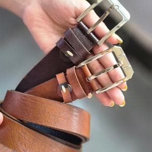 کمربند چرم صنعتی قلاب زبانه دار استیل