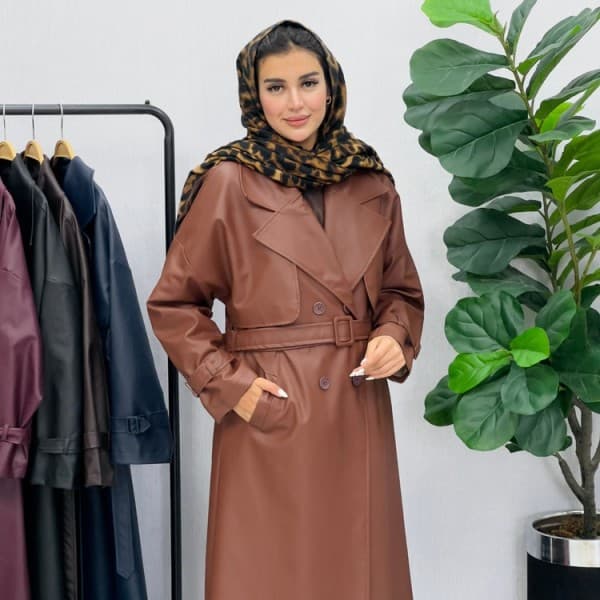 مانتو چرم بلند دلسا زنانه - تصویر 2