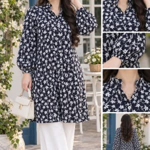 شومیز مانتویی زنانه گل دار کد 1001