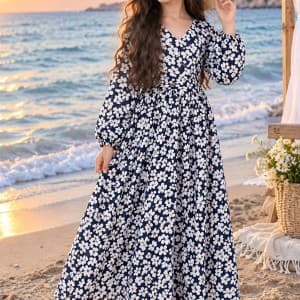 پیراهن ساحلی دخترانه گلدار