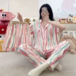 ست3تیکه زنانه لباس راحتی نخ موسیلین