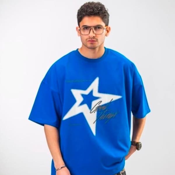 خرید اینترنتی تیشرت مردانه ماکان طرح star عمده