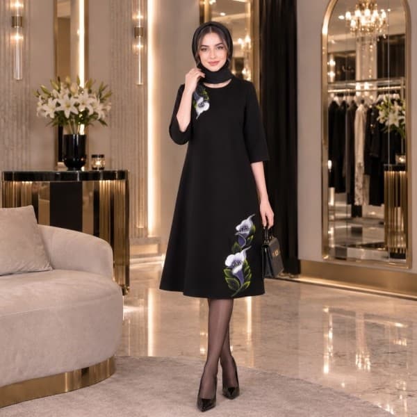 خرید اینترنتی پیراهن زنانه جواهردوزی و نقاشی کد 1003 عمده