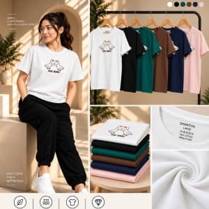 تیشرت  زنانه نخ پنبه چاپی