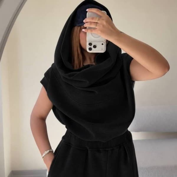 خرید آنلاین ست وست زنانه کلاهدار و شلوار مدل کومو عمده
