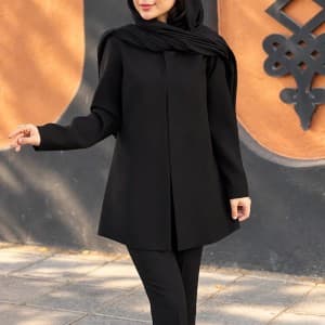 کت زنانه کرپ یقه گرد