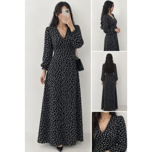 پیراهن ساحلی زنانه گلدار مشکی