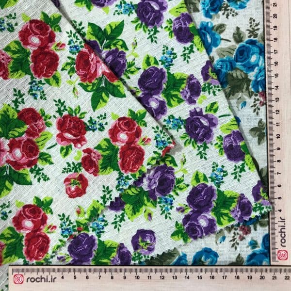 پارچه دستمالی (زنبوری) پنبه ای گلدار - تصویر 1
