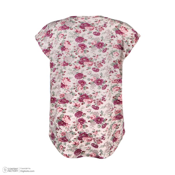 فروش اینترنتی تی شرت آستین کوتاه زنانه مدل گل کد 2579 رنگ سفید