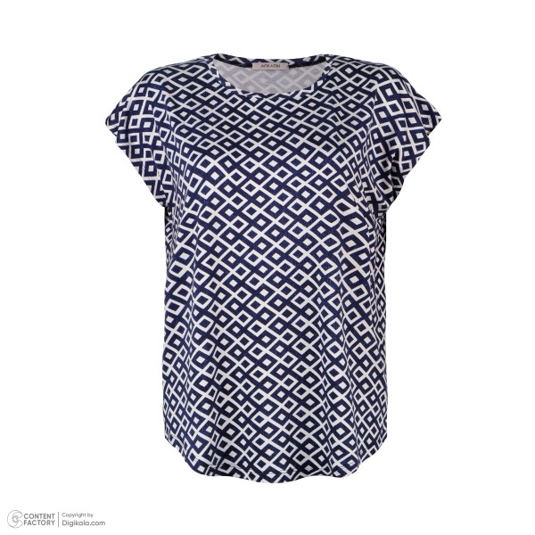 خرید اینترنتی تی شرت آستین کوتاه زنانه مدل لوزی کد 2579 رنگ سرمه ای