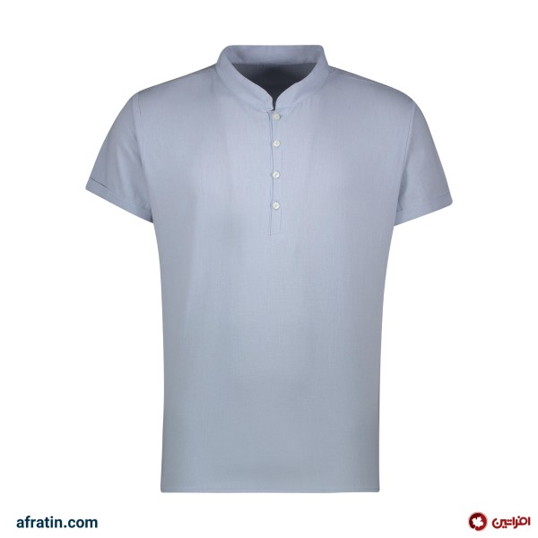 فروش اینترنتی پیراهن آستین کوتاه مردانه مدل لینن رنگ آبی روشن