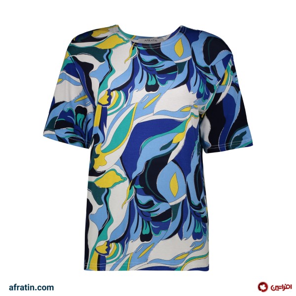 خرید آنلاین تی شرت آستین کوتاه زنانه مدل 2610 رنگ آبی