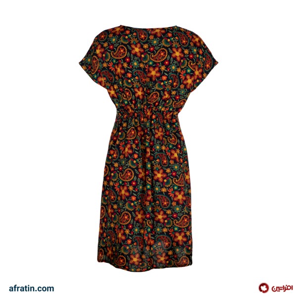 فروش اینترنتی پیراهن زنانه مدل ترنج کد 9566 رنگ مشکی