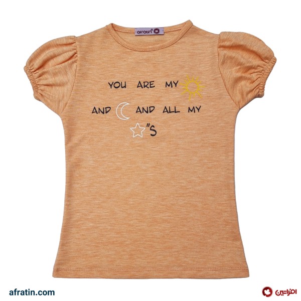 فروش اینترنتی تی شرت دخترانه مدل ماه و خورشید رنگ گلبهی