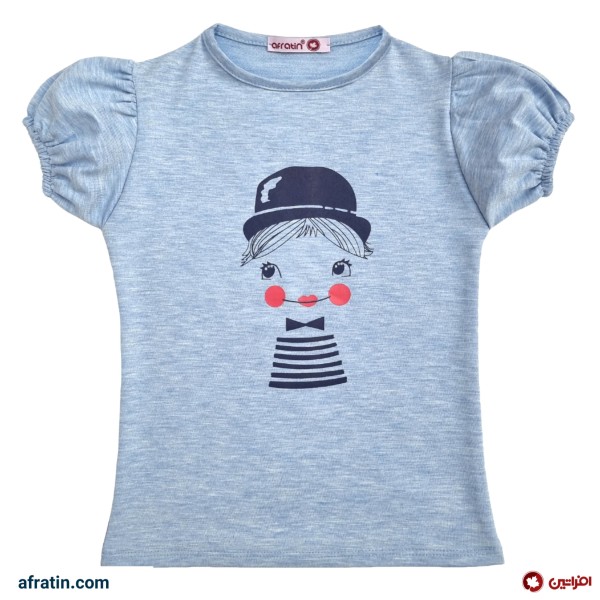 خرید آنلاین تی شرت دخترانه مدل دلقک رنگ آبی
