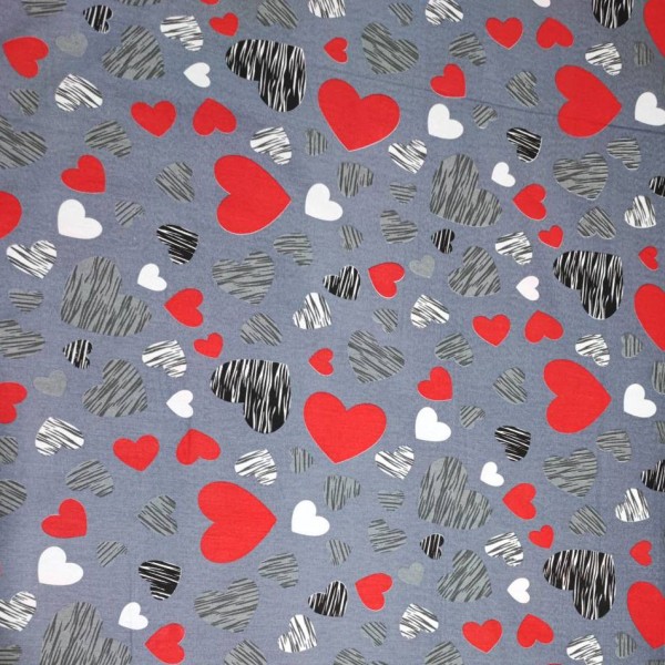 خرید آنلاین پارچه ملحفه و آشپزخانه طرح هاشور با قلب قرمز عرض 2 متر