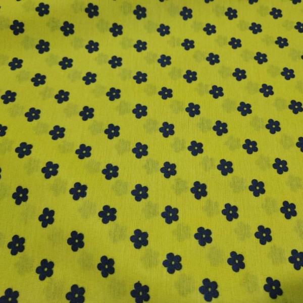 خرید آنلاین پارچه آشپزخانه طرح شکوفه ریز عرض 2 متر (زمینه زرد)